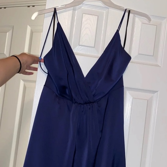 Navy cocktail satin dress - Picture 3 of 3